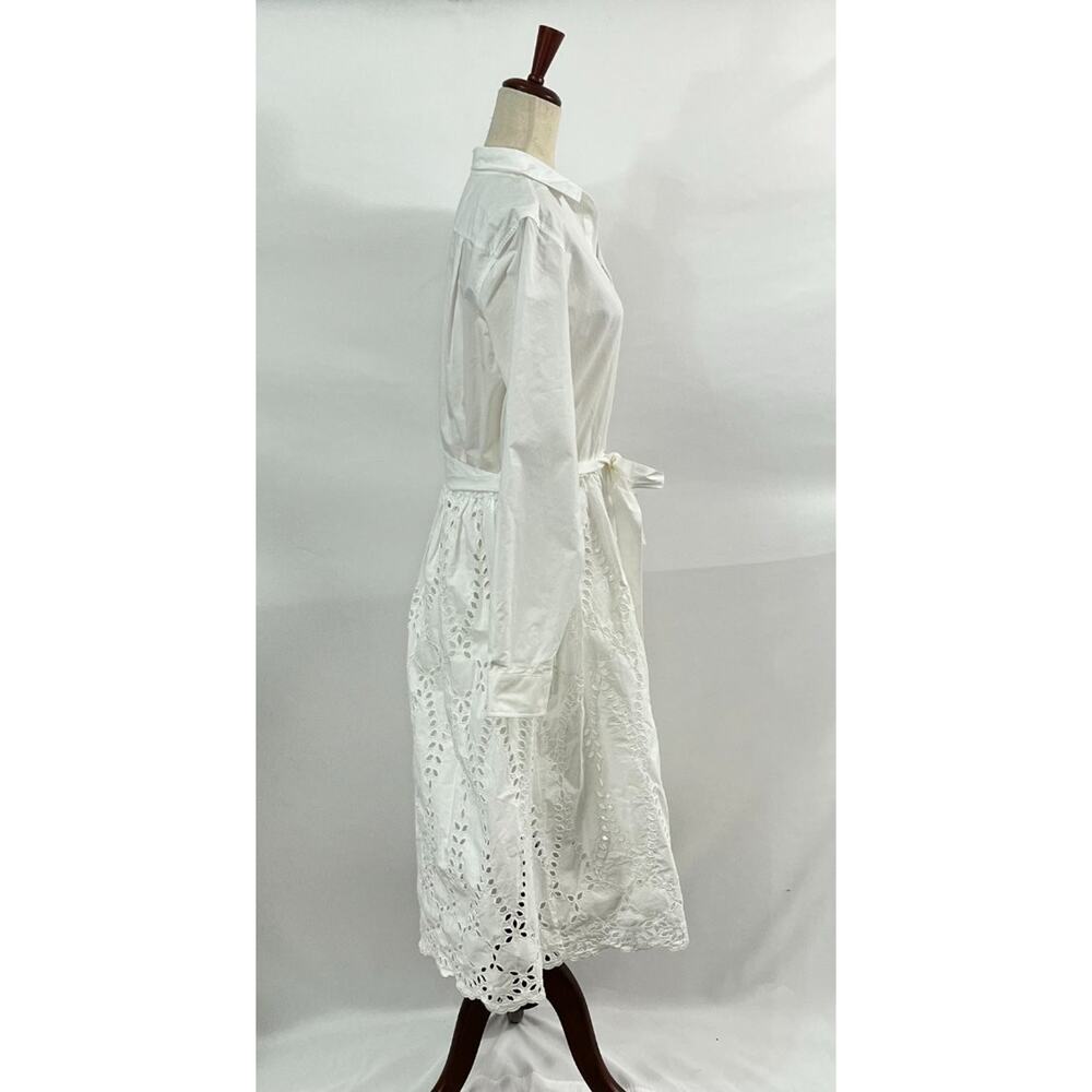FRANK & EILEEN Sz L Large Embroidered Eyelet Grace Midi Shirt Dress - Picture 6 of 15